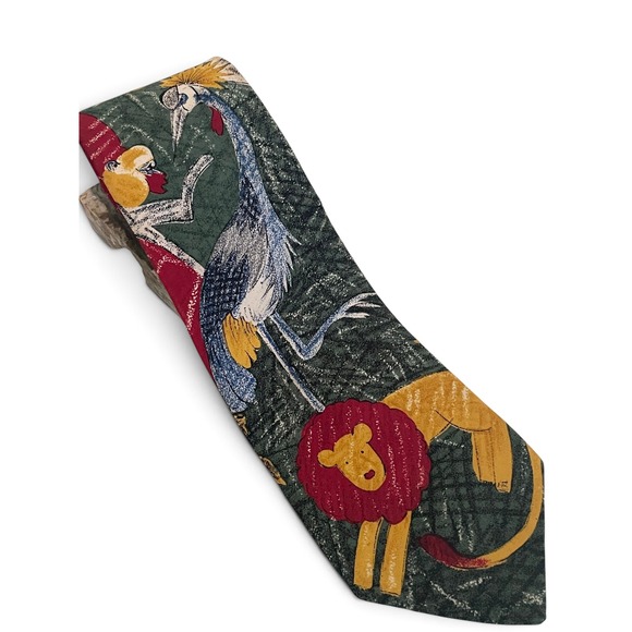 World Wildlife Fund Other - Vintage '91 World Wildlife Fund Silk Animal Tie Lion Owl Crane 4" Blade Retro